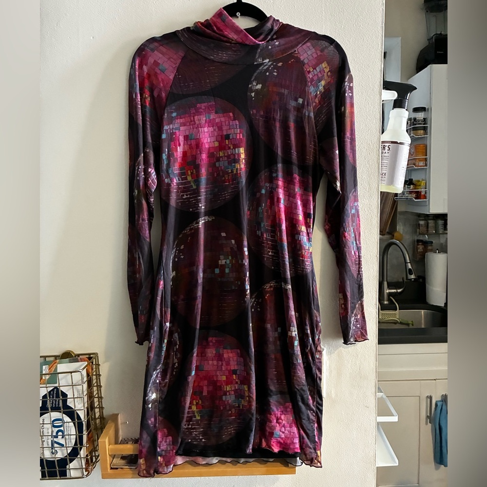 Rachel Antonoff Long Sleeve Turtle Neck Discoball Dress